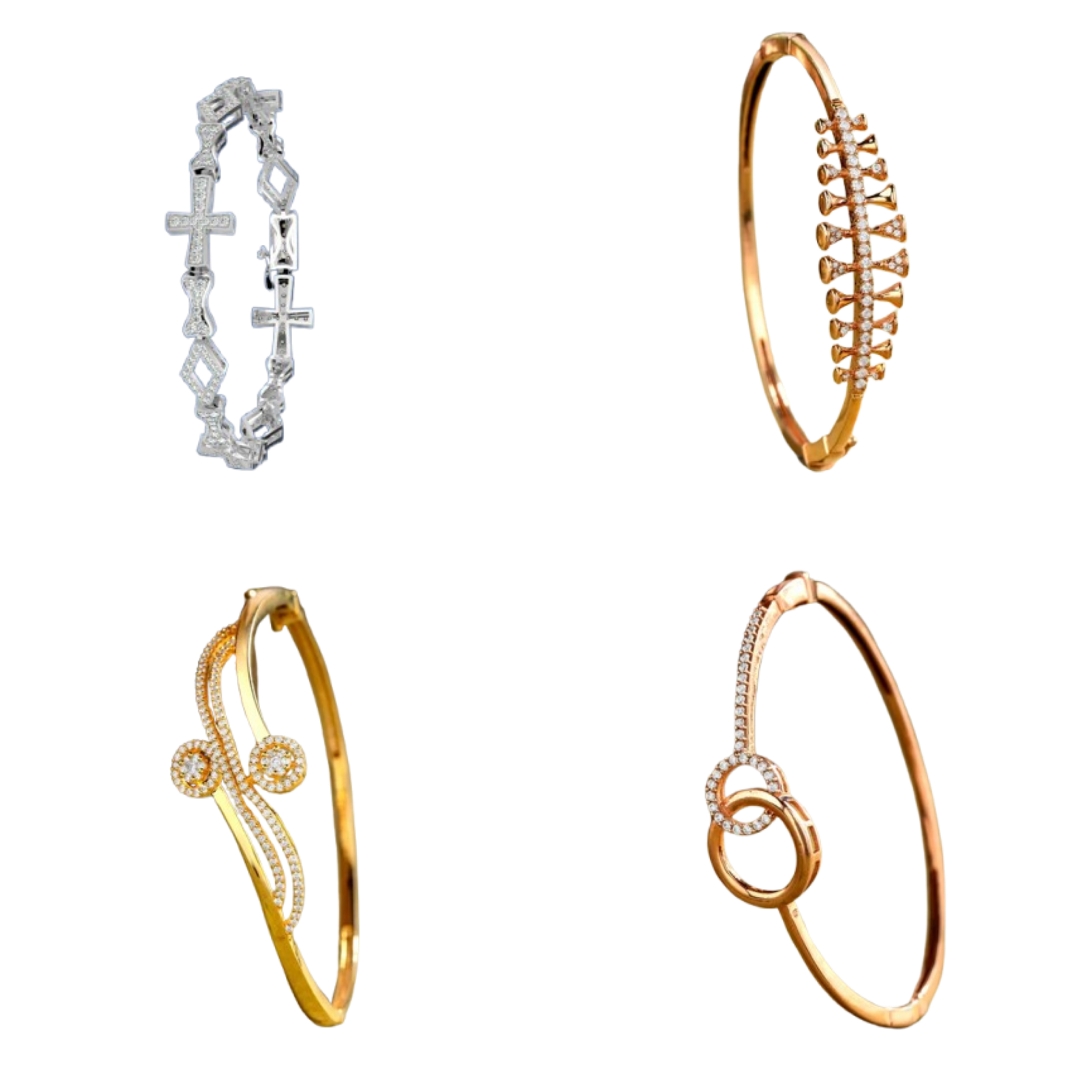 Assorted diamond bracelets – tennis, bangle, gold styles by AuDiam