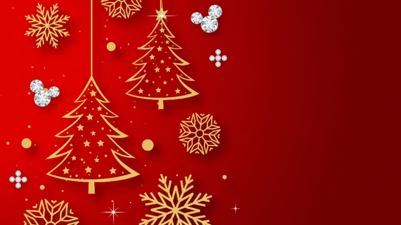 A celebtative Christmas baanner with christmas elements on a red background