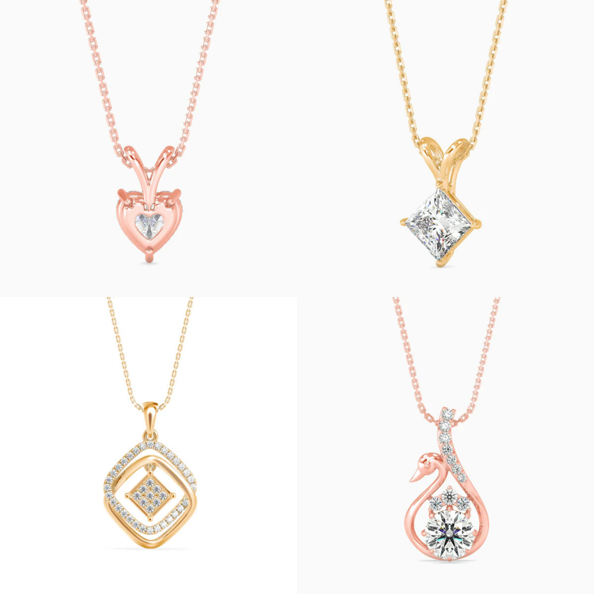 Four handcrafted diamond pendants in 18k gold by AuDiam