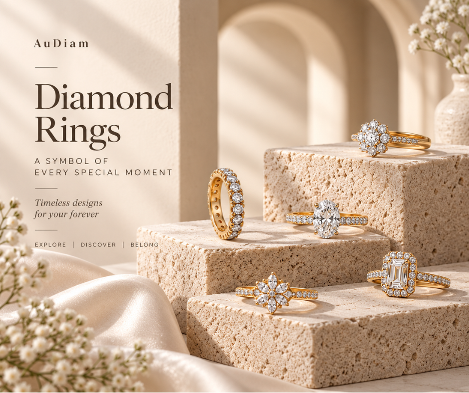 Handcrafted Diamond Rings in Real Gold