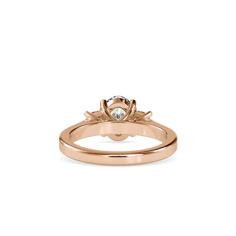 Sleek Sophistication: Oval Solitaire with Baguette Accents Audiam
