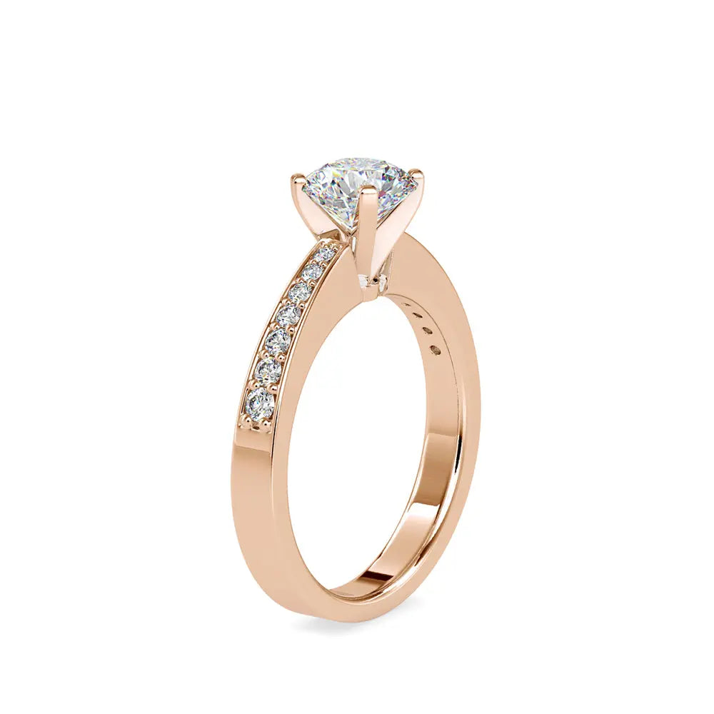 Cascade of Light: Round Solitaire with Pavé Gradient Band Audiam