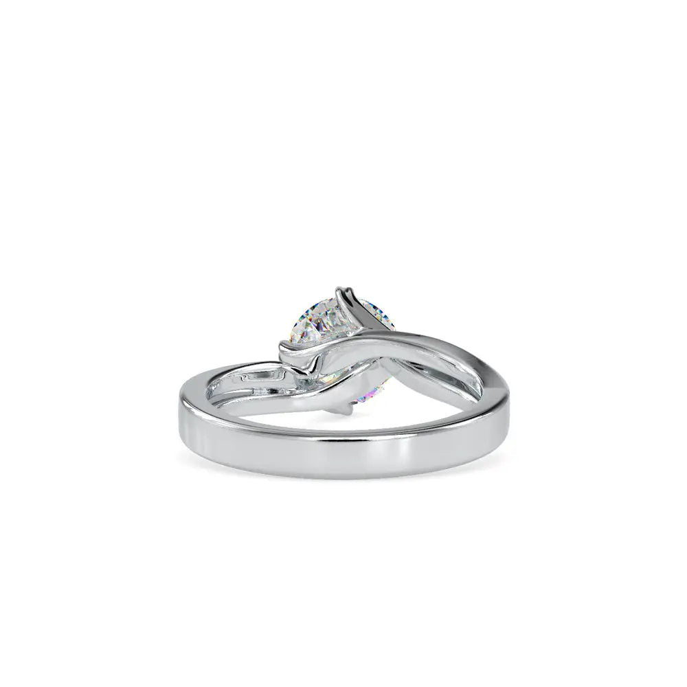 round solitaire diamond ring in 18k gold with plain band back view