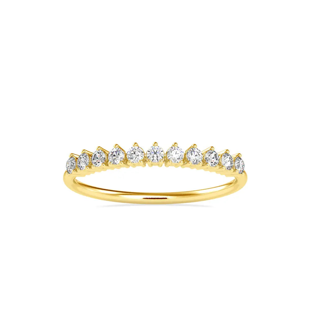 half eternity diamond ring in 18k gold with uniform diamond arrangement top view