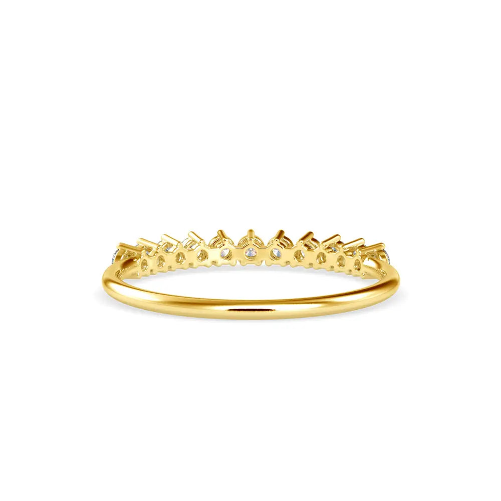 half eternity diamond ring in 18k gold with plain underside band back view