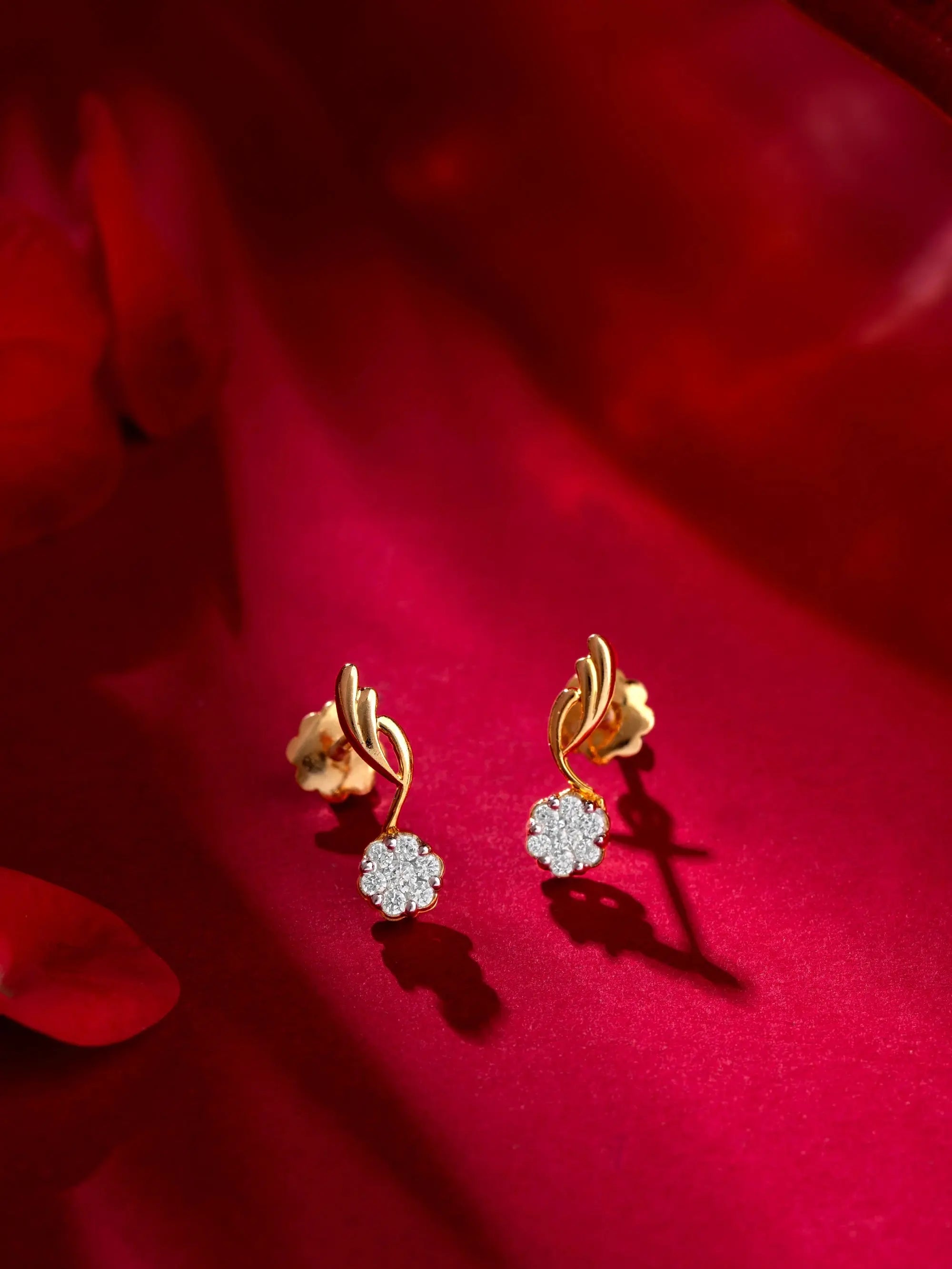 Little Flora yellow gold six-stone diamond earrings minimalist design