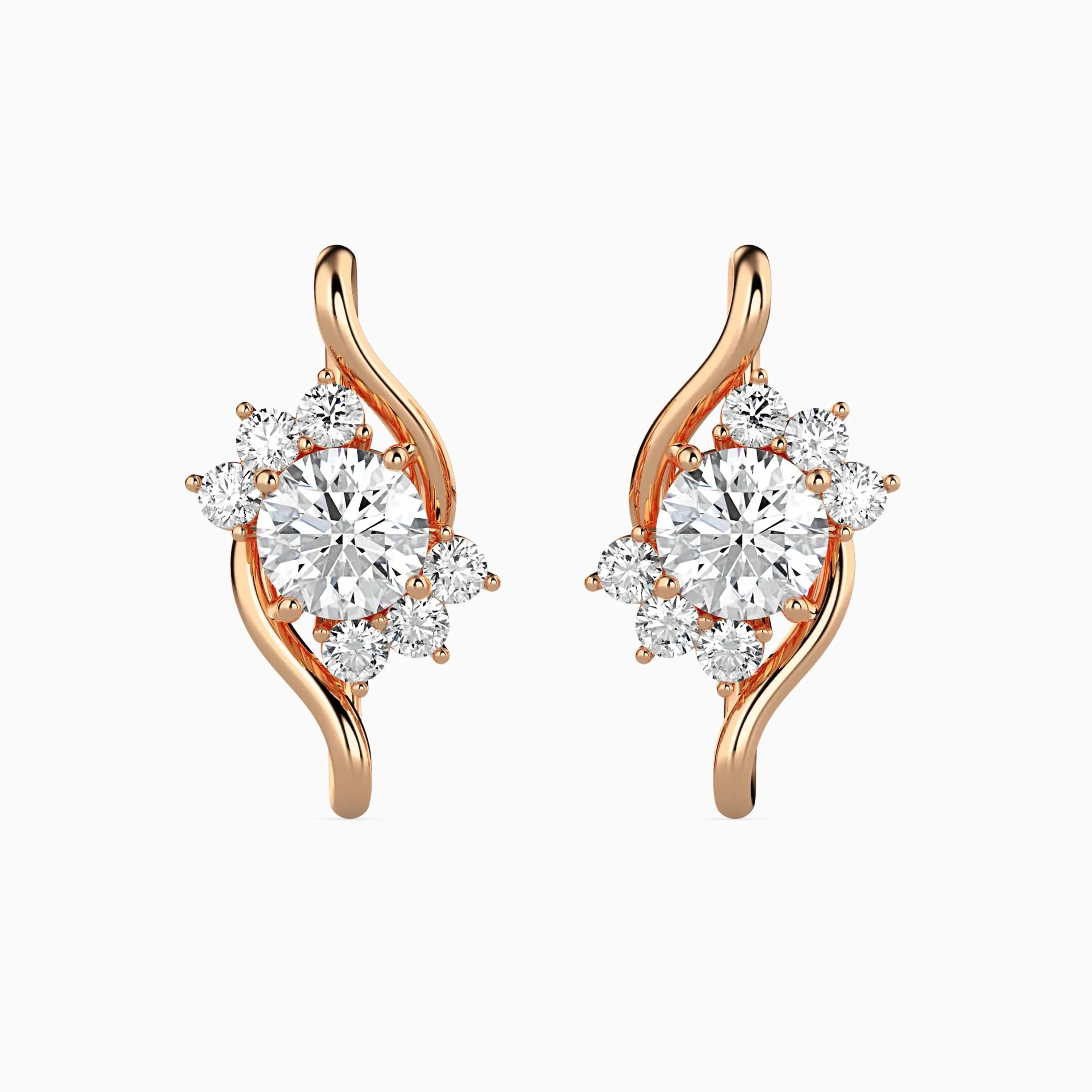 Solitaire Diamond earstuds with Artisanal Gold Strands Audiam