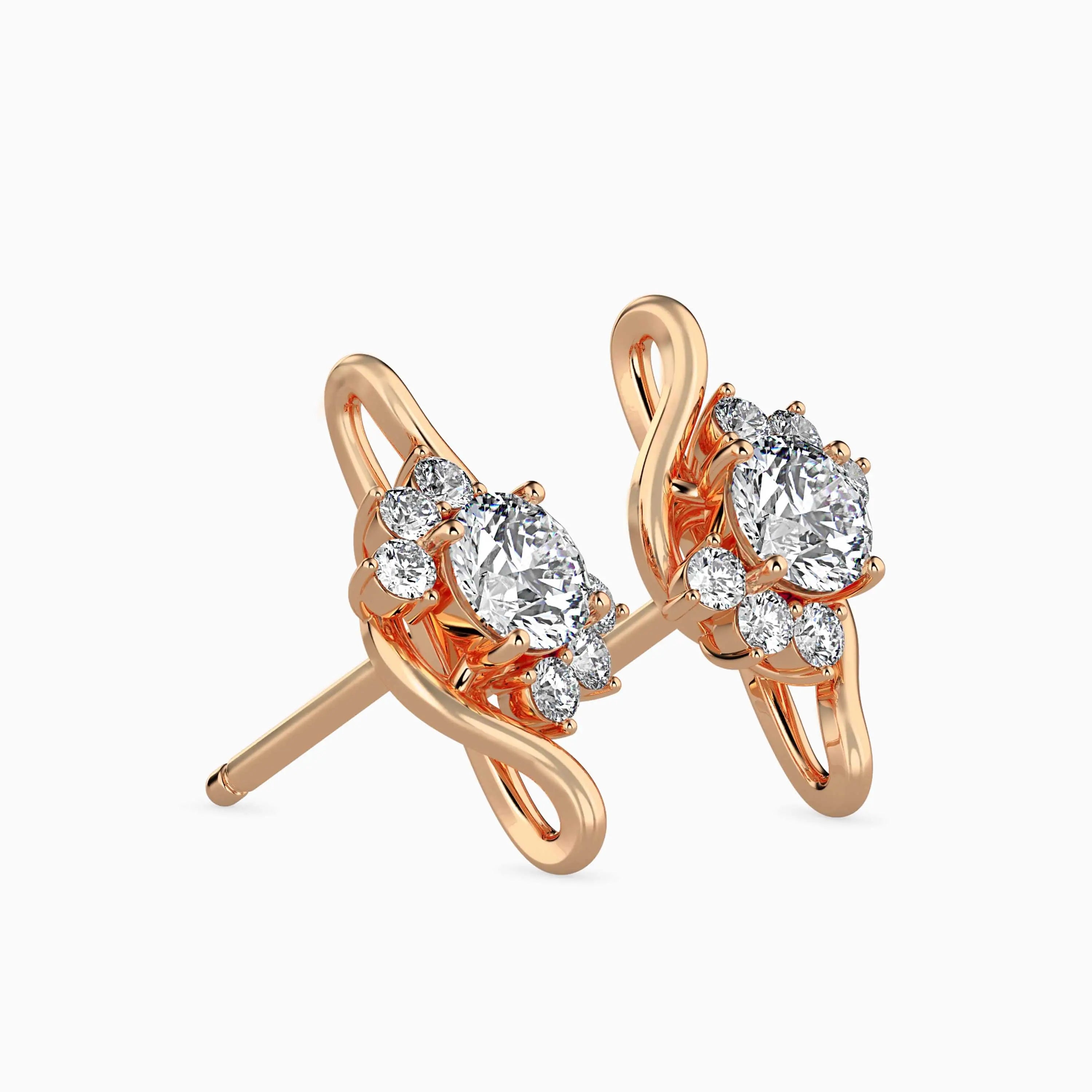 Solitaire Diamond earstuds with Artisanal Gold Strands Audiam