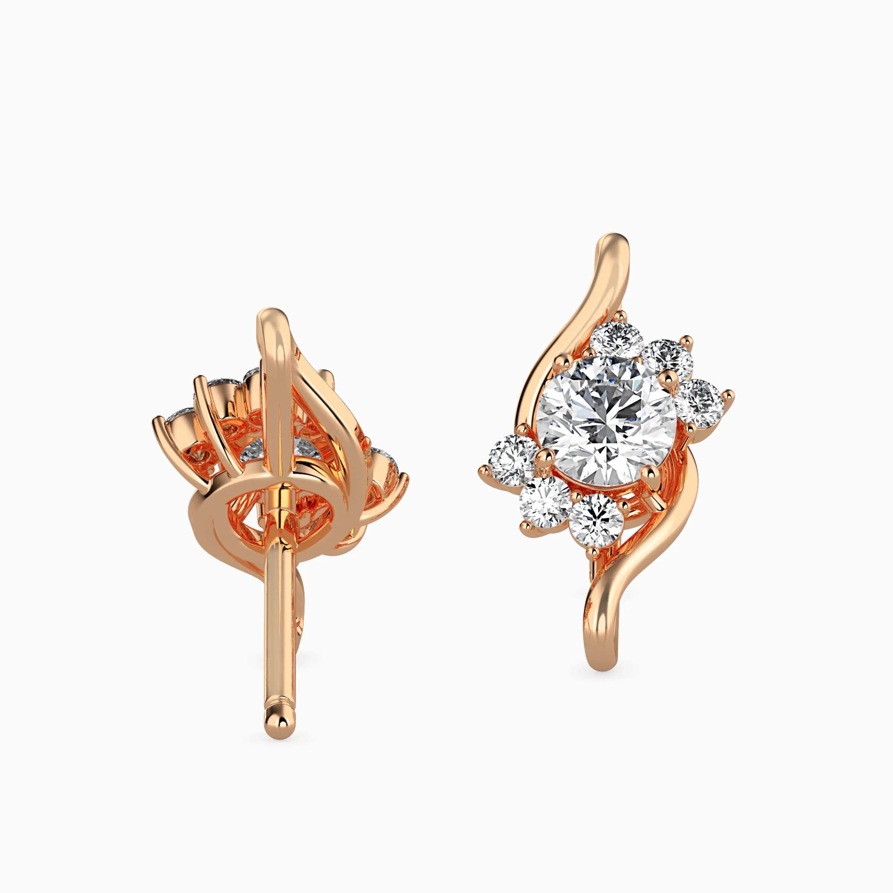 Solitaire Diamond earstuds with Artisanal Gold Strands Audiam