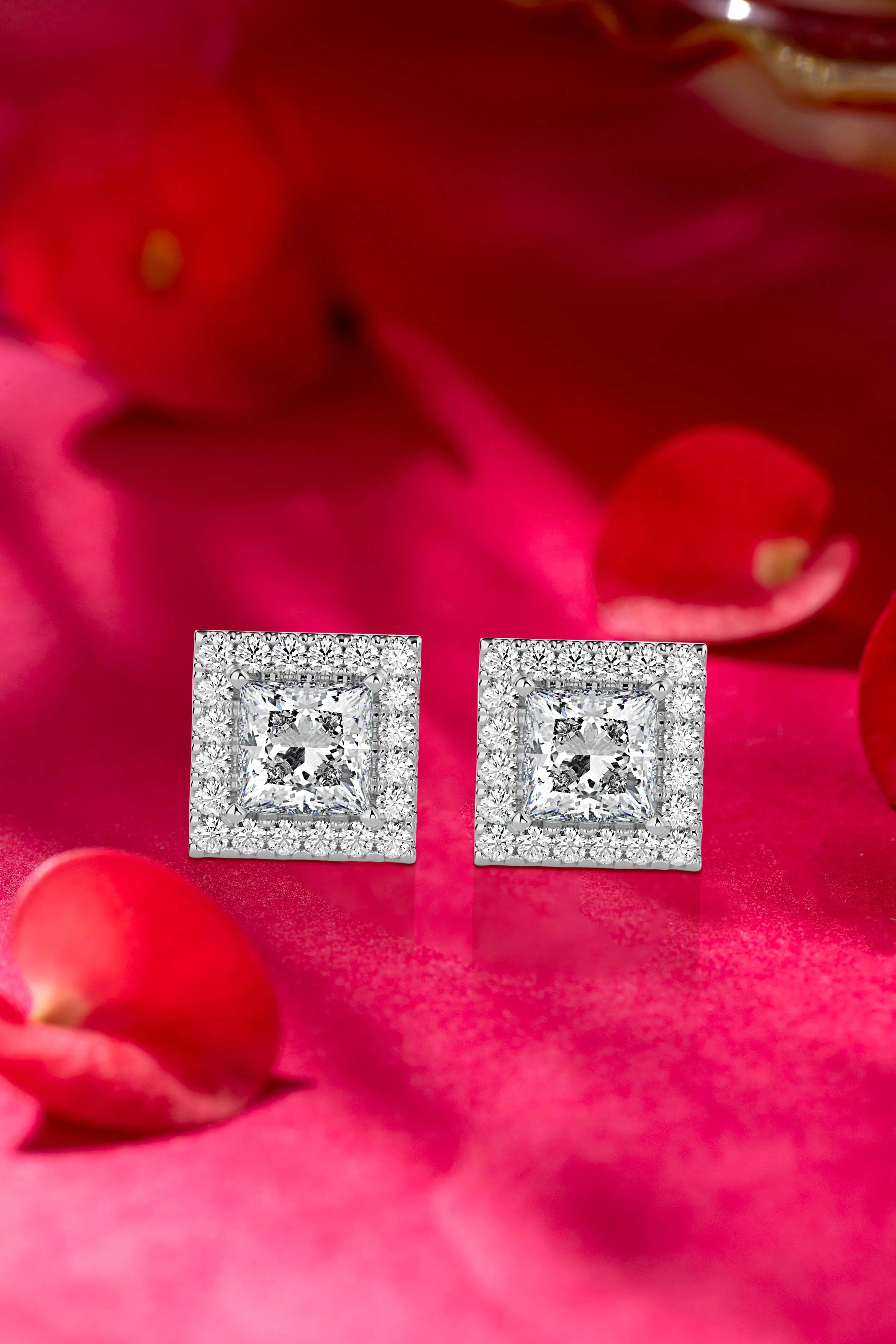 2-in-1 Princess Cut Diamond Halo Jacket Earrings Audiam