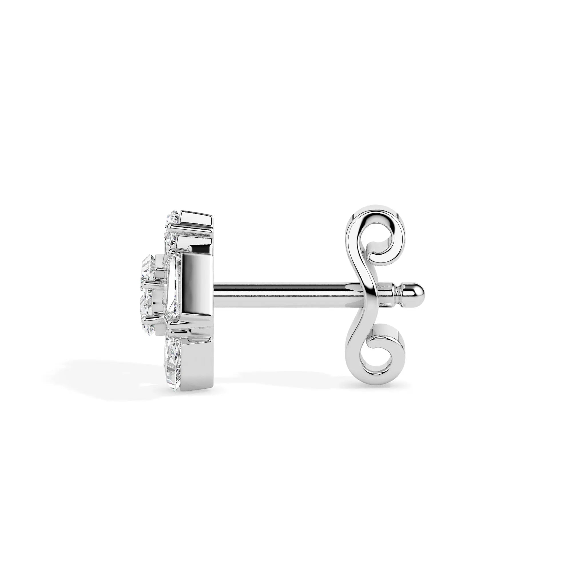 Minimalist Baguettism Audiam single stud side view towards left