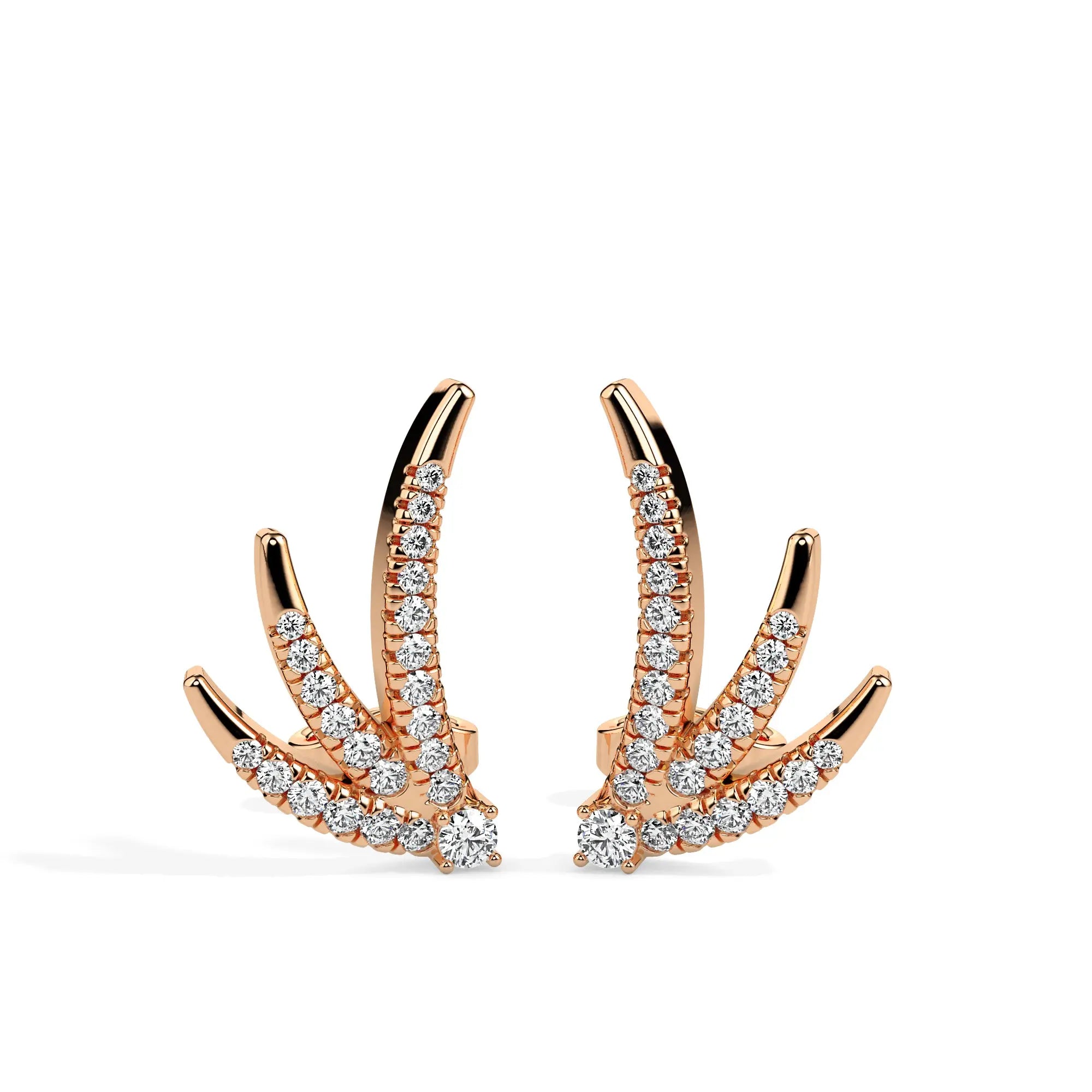 Triple Horn Diamond Studs: Bold Elegance Redefined Audiam