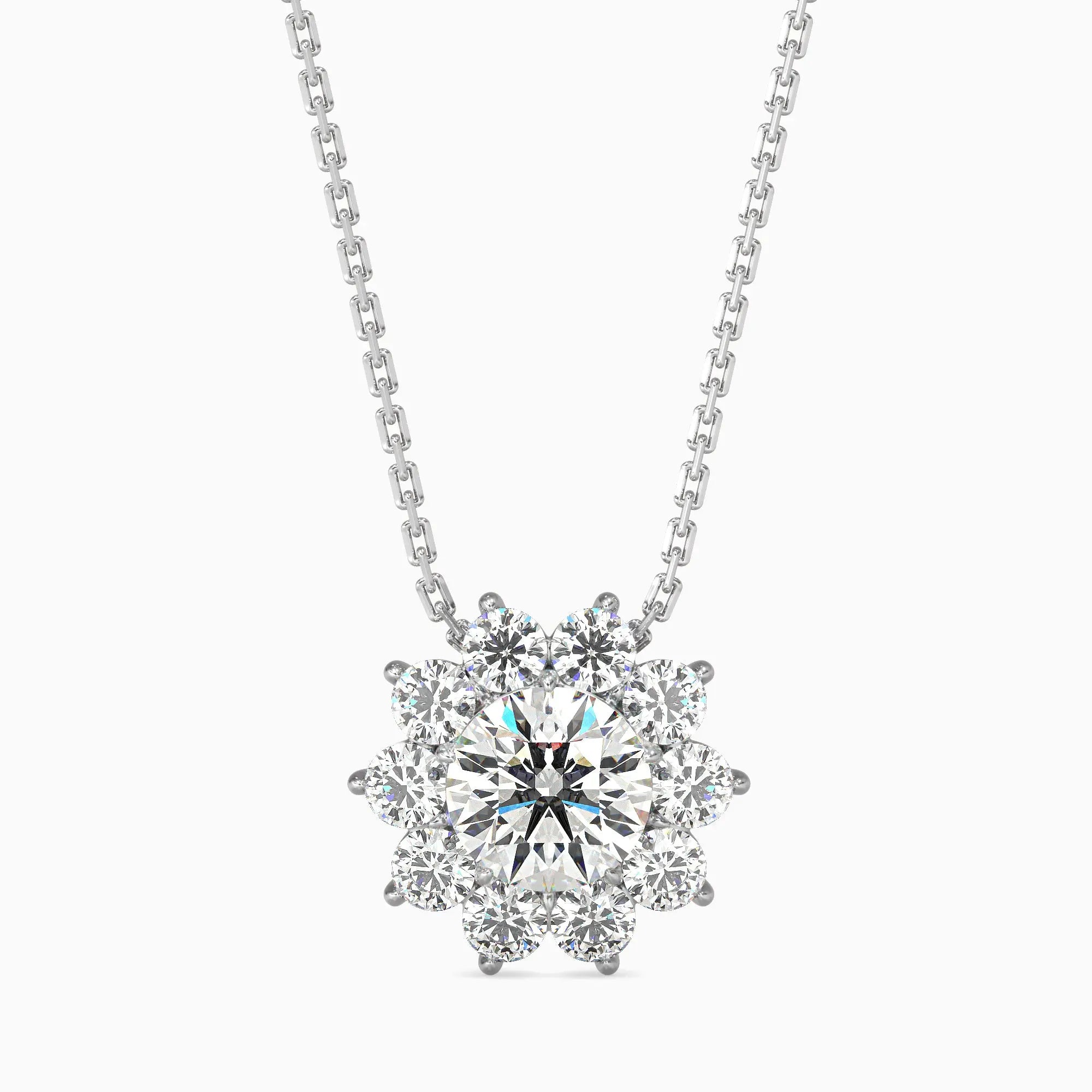 Solitaire Diamond Pendant with Diamond Halo Audiam