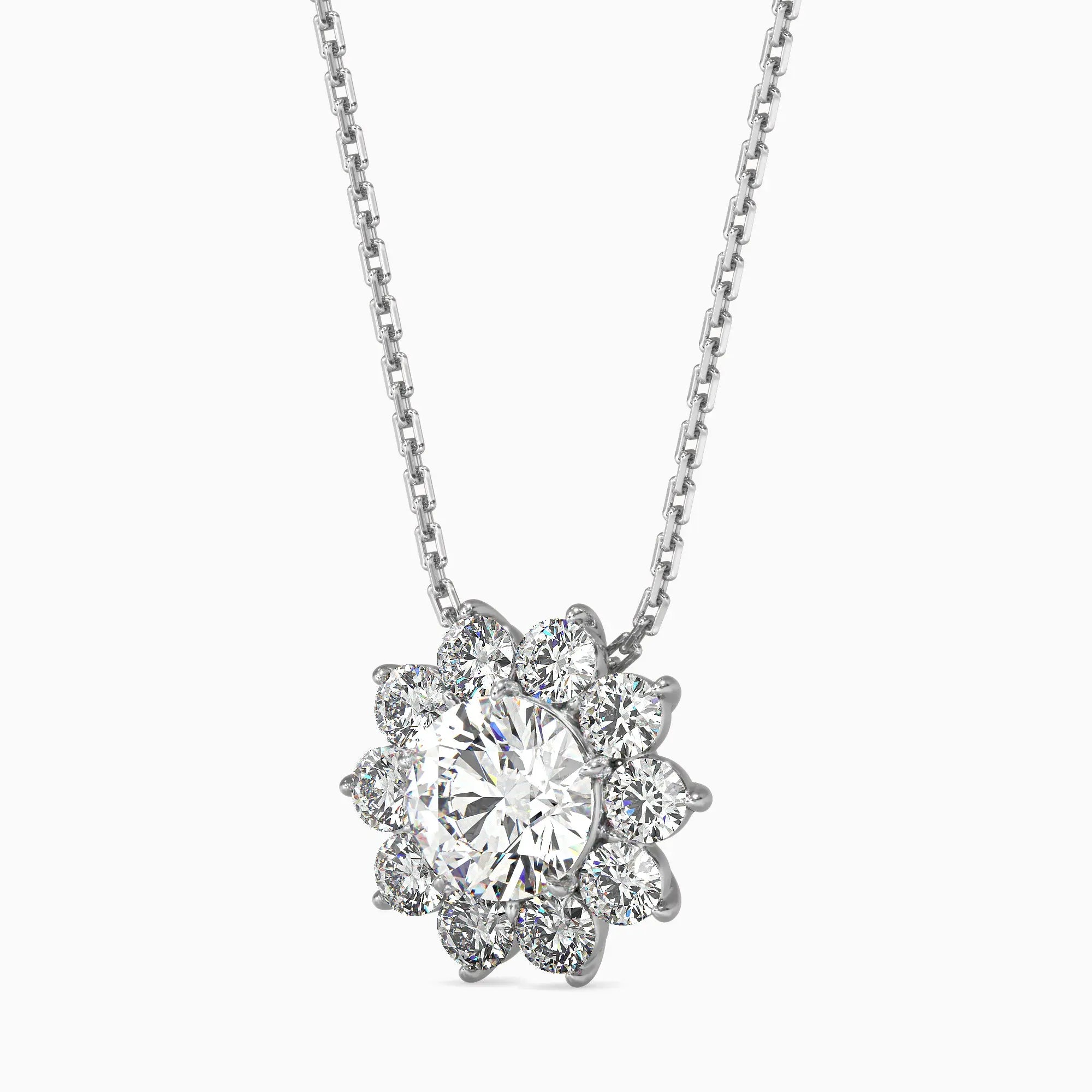 Solitaire Diamond Pendant with Diamond Halo Audiam
