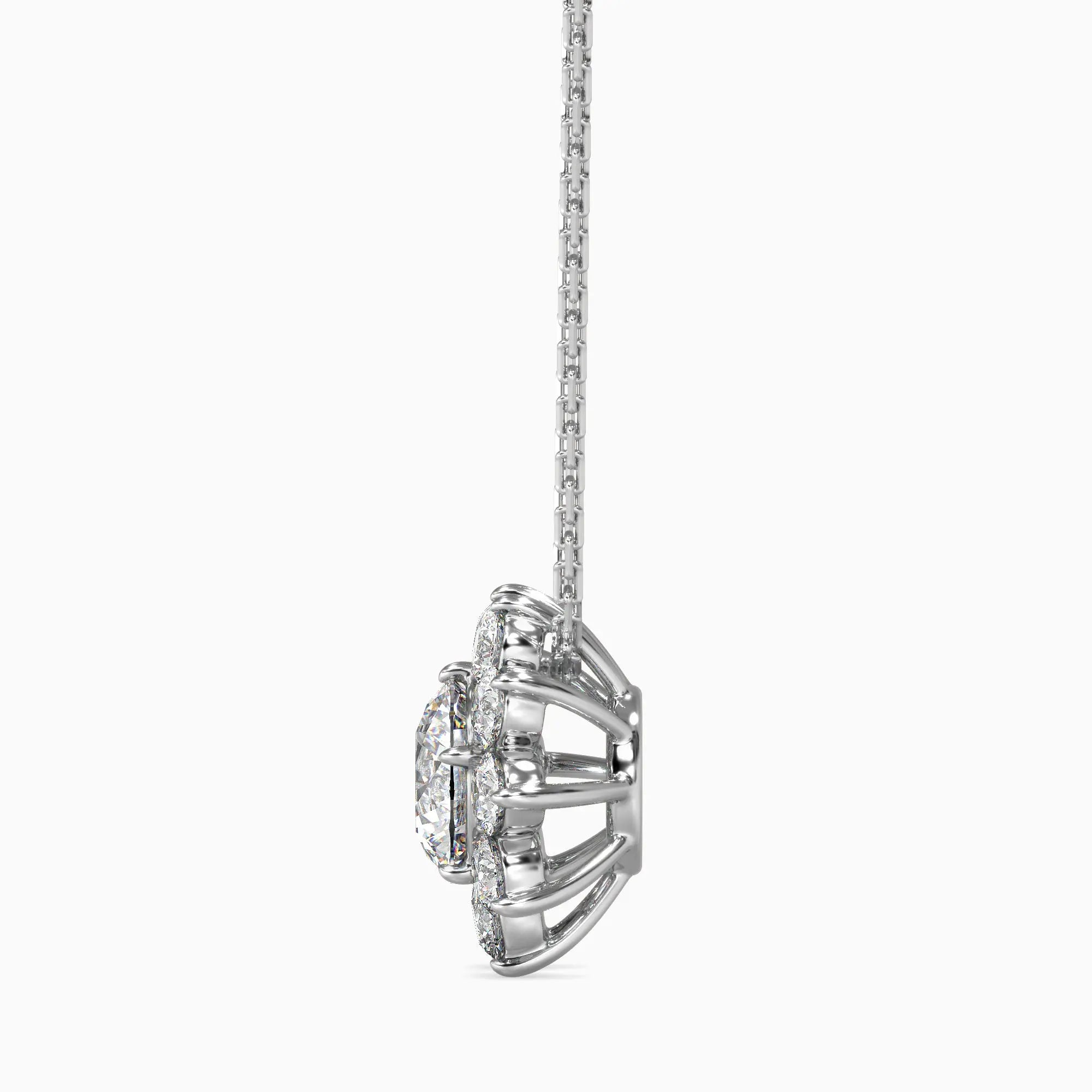 Solitaire Diamond Pendant with Diamond Halo Audiam