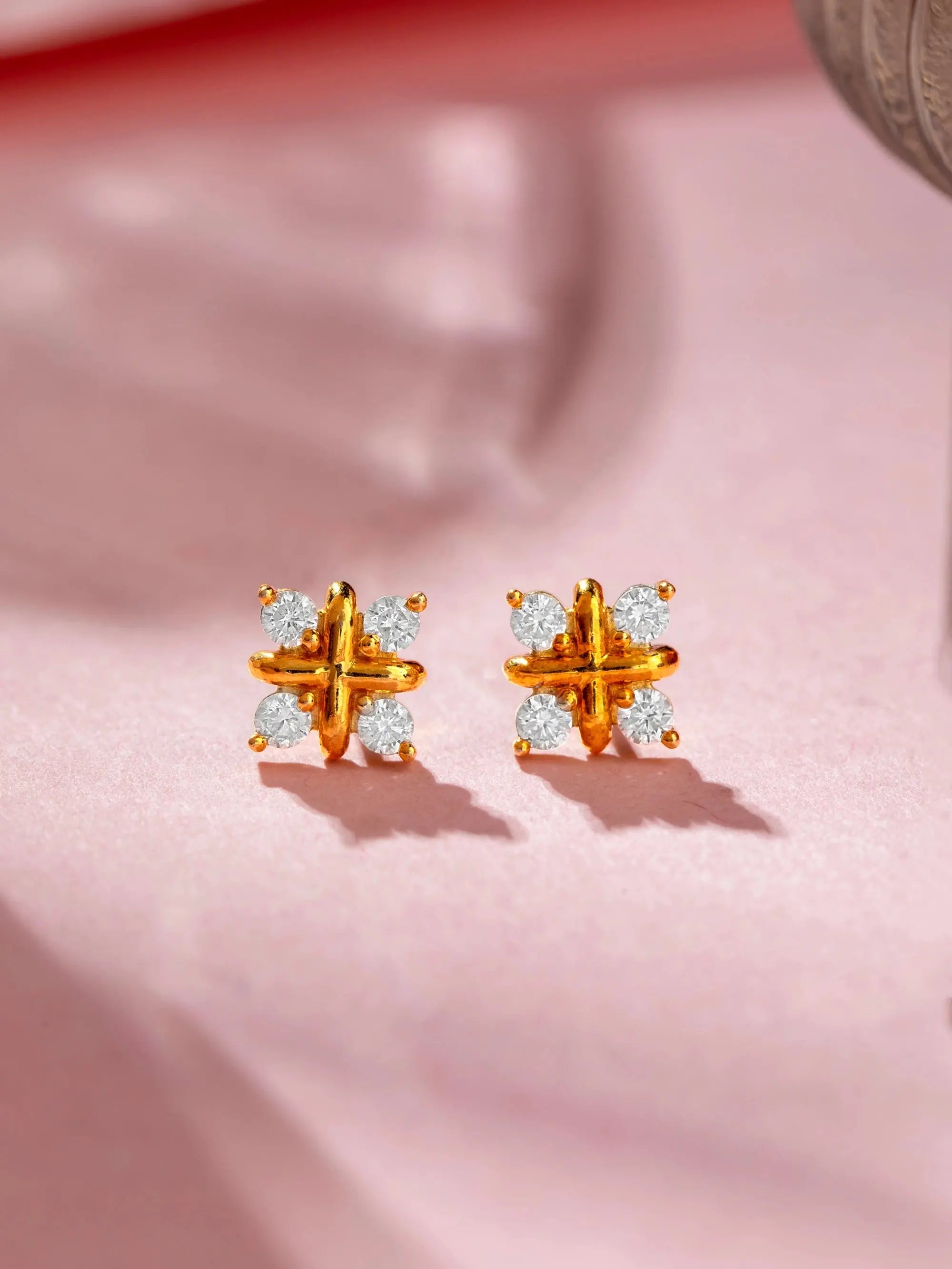 4-Stone Brilliance 18K gold diamond studs by AuDiam