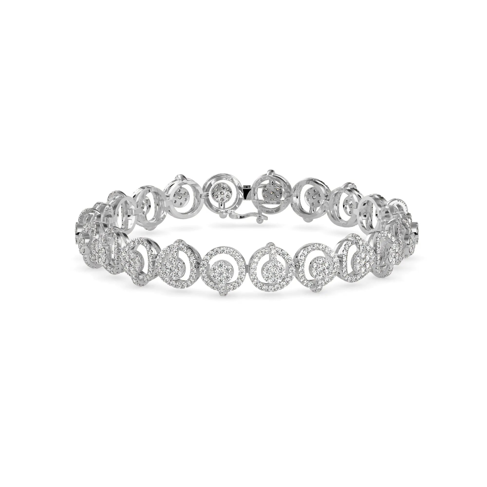 Tennis Bracelet with Circular Halo Connectors Audiam
