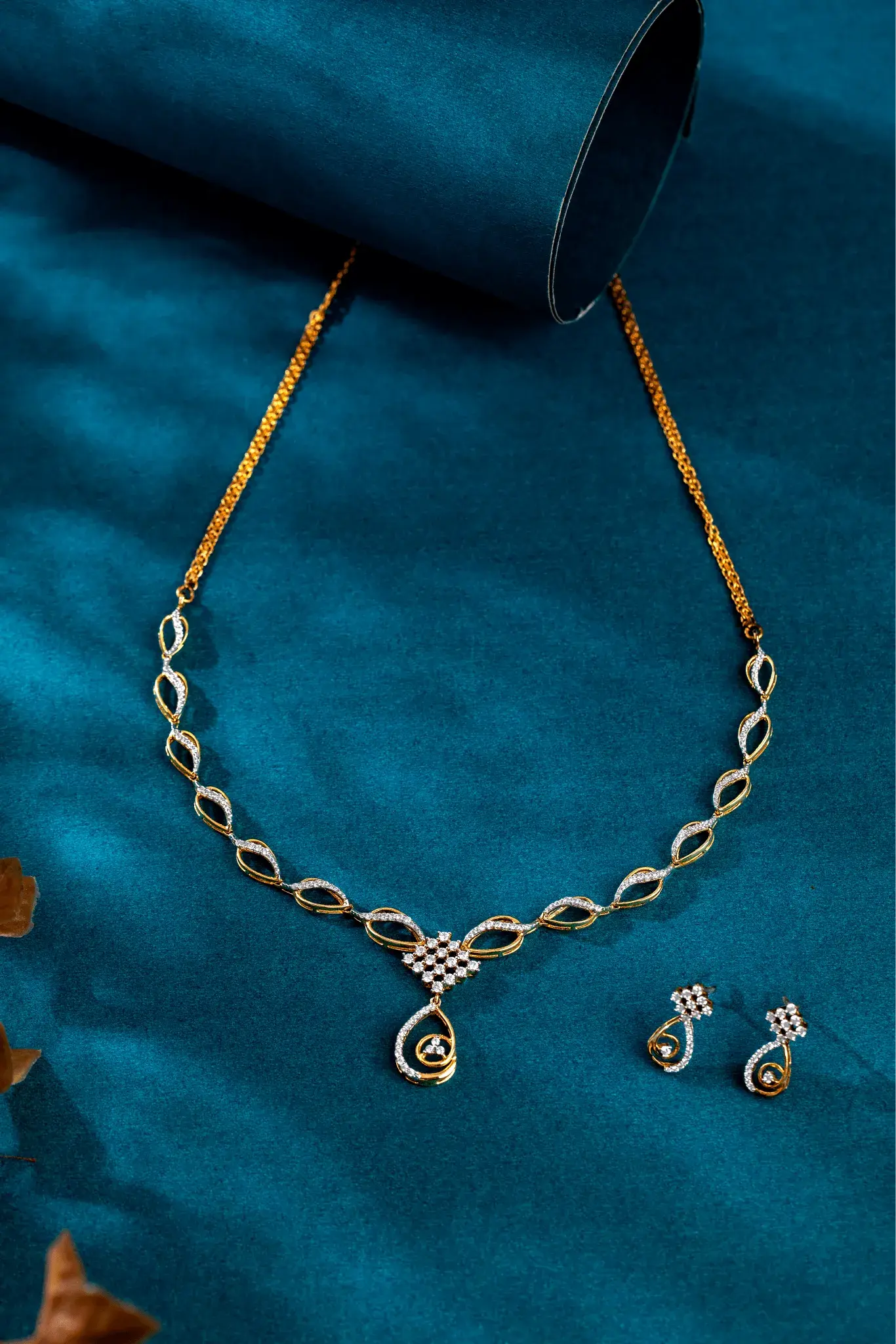 Sleek Diamond Climber with Dropping Pendant and Earrings Set Audiam