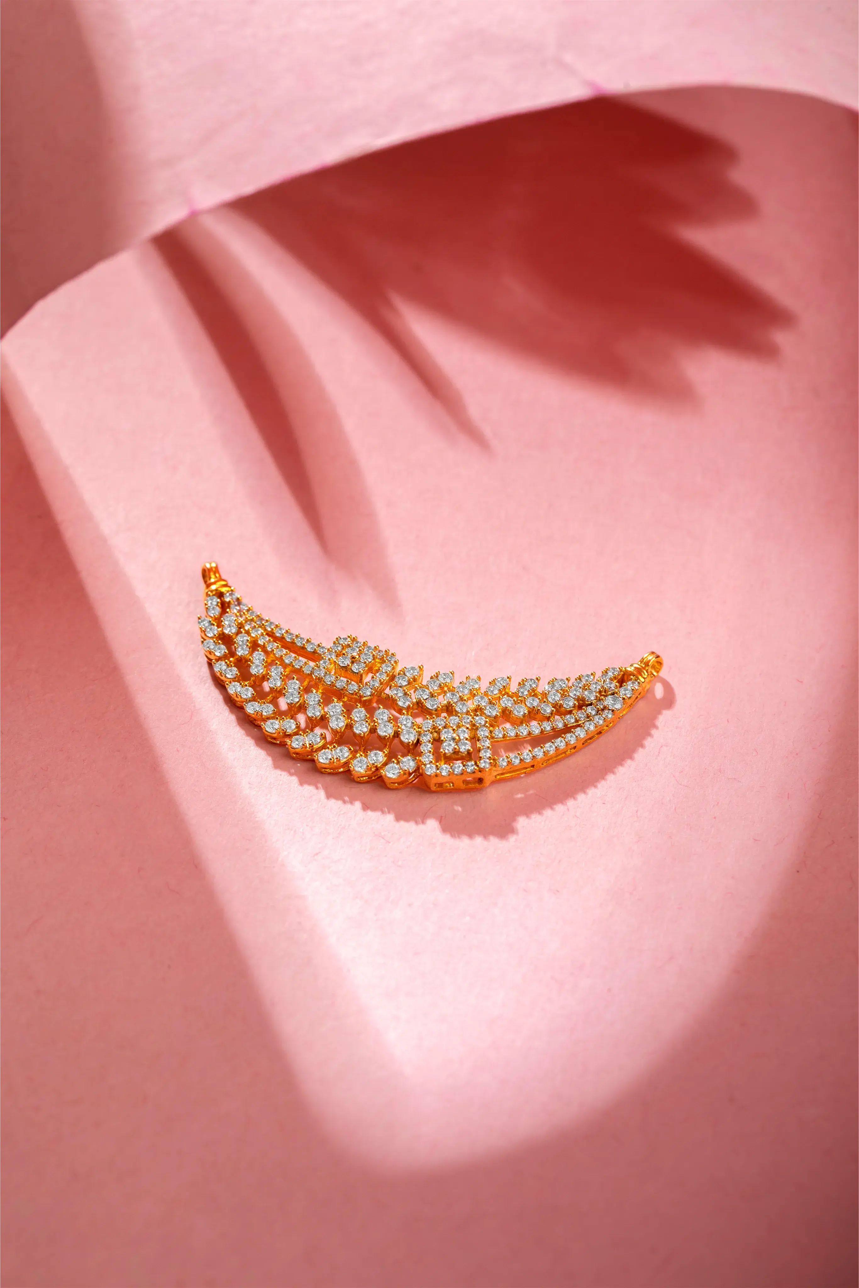 Hand-Mounted Diamond Studded Pendant - Mangalya Audiam