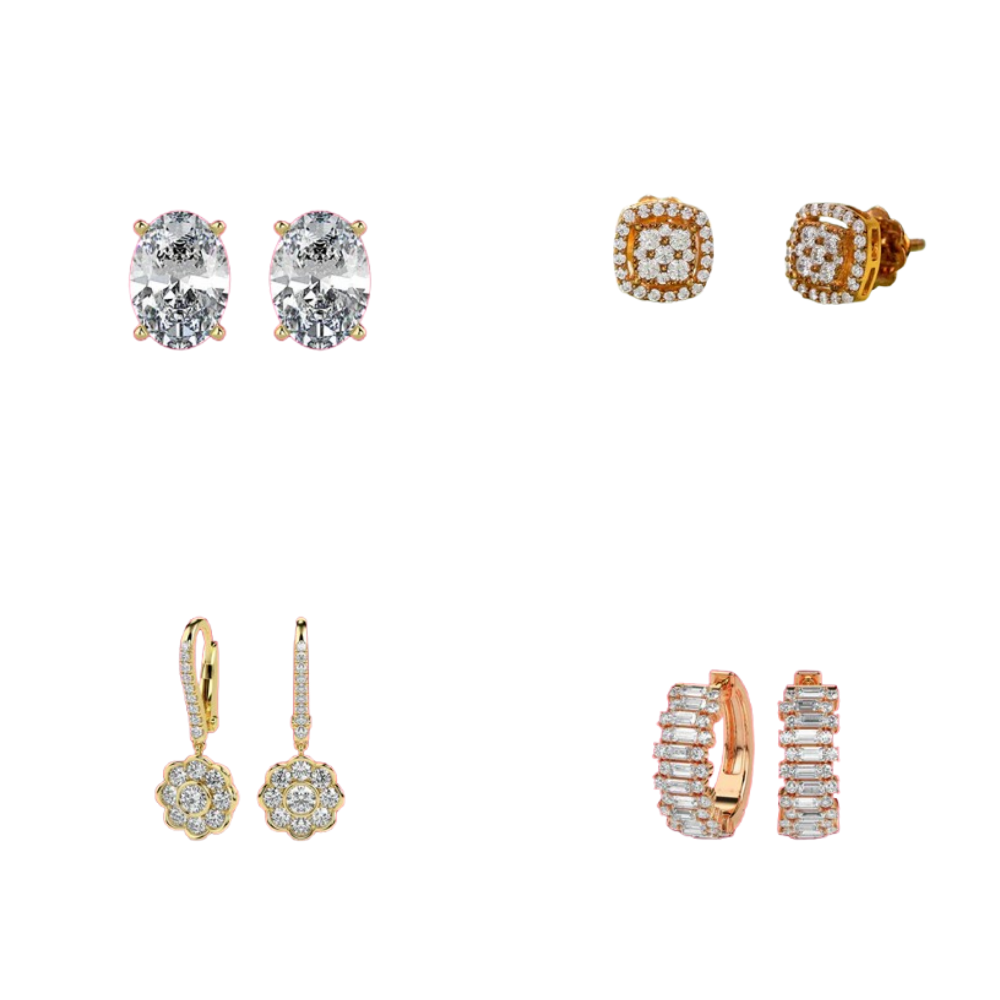 Assorted diamond earrings – studs, hoops, hanging styles by AuDiam