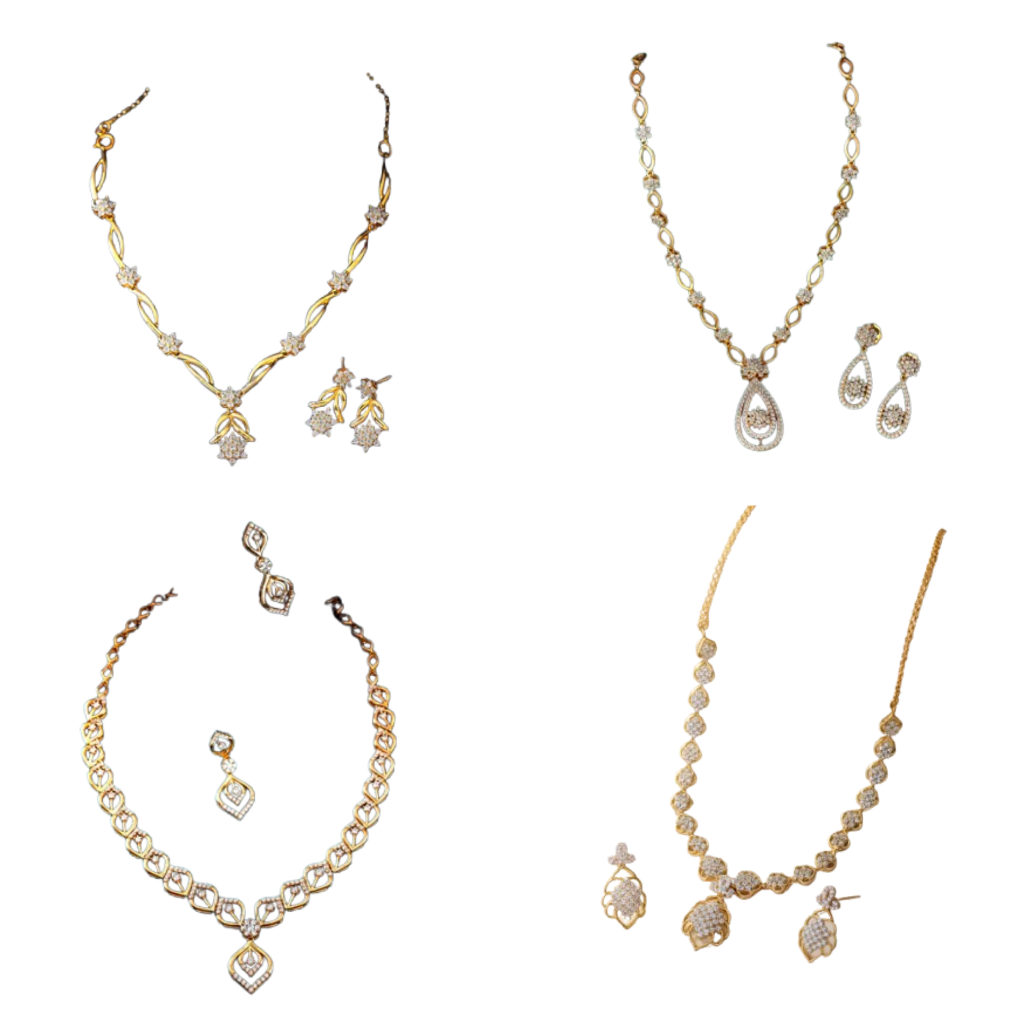 Diamond jewellery sets – necklace and earrings in gold 